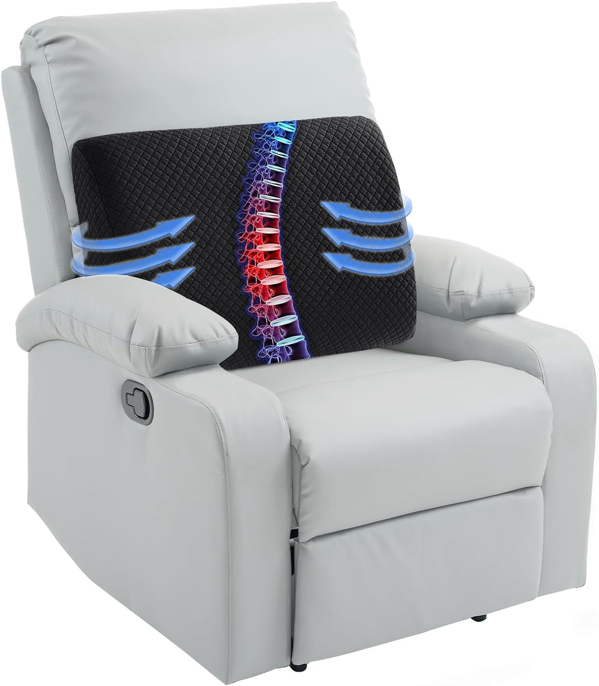 HOMBYS Lumbar Support Pillow for Recliner Chair, Memory Foam Back Support Cushion for Elderly,Extra Large Lumbar Support Pillow,Thick Backrest for Home Reading (Grey, 20“x13.5"x5")