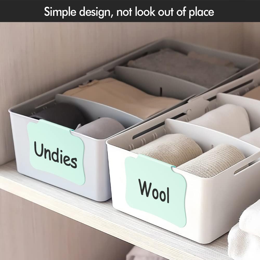 12PCS Basket Labels Clip On for Storage Bins, Removable & Erasable Bin Labels Clips On, Laundry Kitchen Pantry Labels for Organizing Baskets Cube Box (Pink)