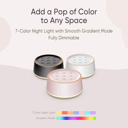 Noise Machine, White Noise Sound Machine for Baby & Adults, 26 Soothing Sounds, 8 Night Light Colors, Tap Control, 6 Timer Settings, Auto-Off & Memory, 4-7-8 Breathing (Black, Standar)