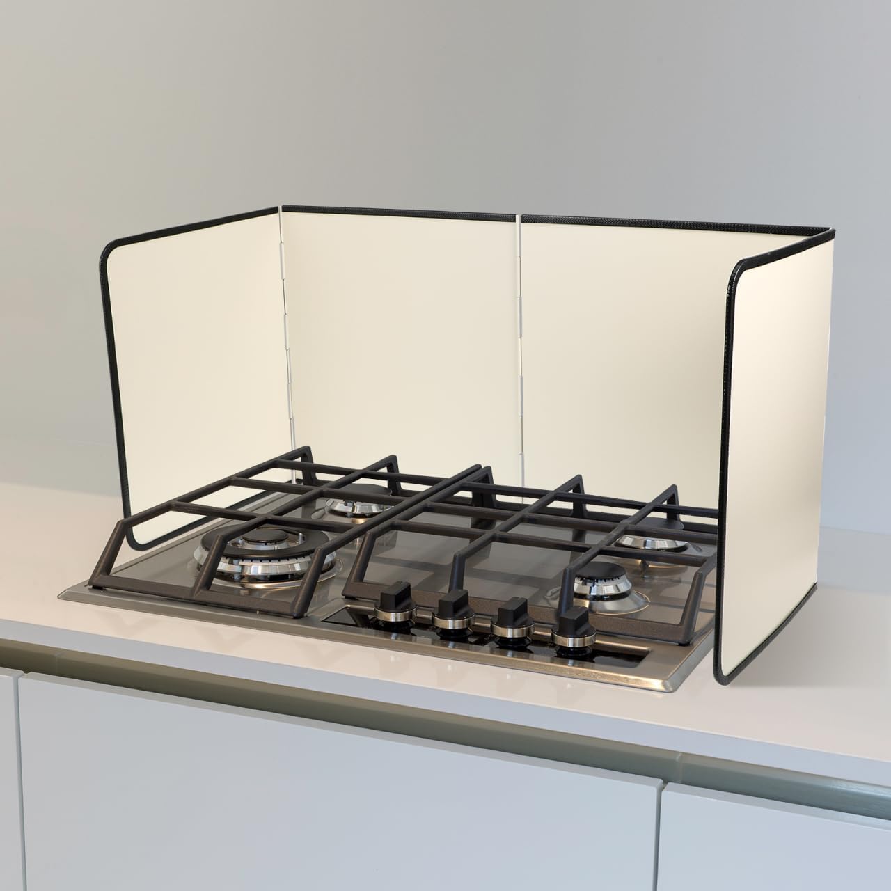 4 Sided Splatter Guard Foldable Stainless Steel Stove Splash Guard 11.8″ Height Oil Splatter Screens for Frying Kitchen Backsplash Protector Nonstick Oil Splatter Guard for Cooking