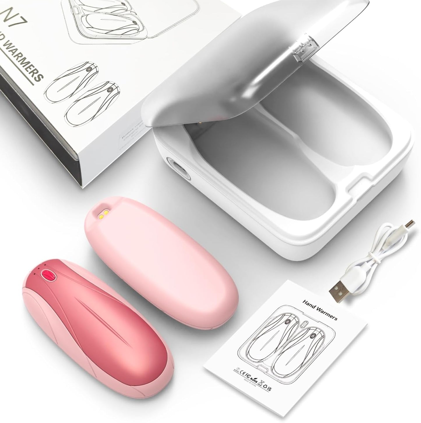 Hand Warmers Rechargeable 2Pack,14000mAh Electric Hand Warmers with Charging Case,Quick Charge Portable Heater,Gifts for Christmas,Winter,Outdoor,Camping,Hunting Accessories