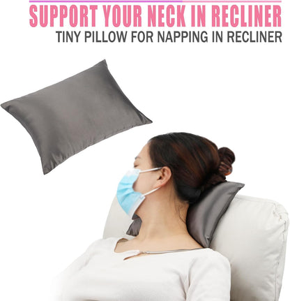 Small Neck Pillow for Recliner Chair Neck Support Pillows Pain Relief Plump Adjustable Filling Nap Airplane Sleeping Little Cushion Minky Dot Dark Gray