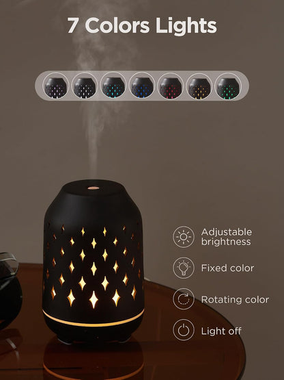 InnoGear Essential Oil Diffuser, 150ml Ceramic Stone Diffuser Handcrafted Aromatherapy Diffusers Ultrasonic Cool Mist Humidifier Vaporizor with 2 Mist Modes Waterless Auto Off for Room Office, White