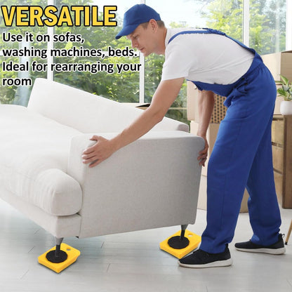 Vivicreate Furniture Lifter Mover Tool Set with Wheels Heavy Duty Moving Dolly Kit for Sofa Bed Cabinet Washing Machine Appliance Sliders Rollers Easy Moving Tool llantas para Mover muebles (Yellow)