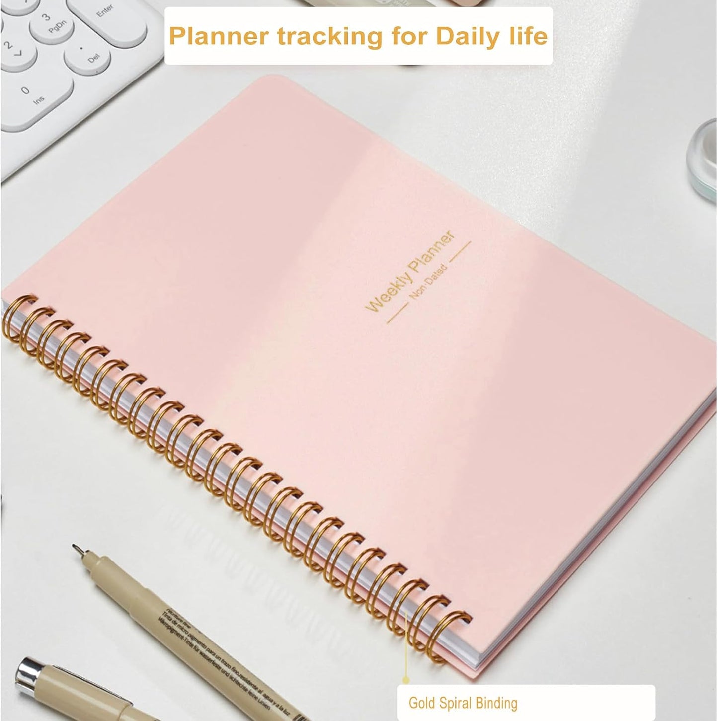 Undated Weekly Planner, A5 Personal Goals Journal Non Dated Weekly Planner to Do List Notebook with Goal Habit Tracker Organizer, Cute Undated Week Planners with Spiral Binding for Kids School Work