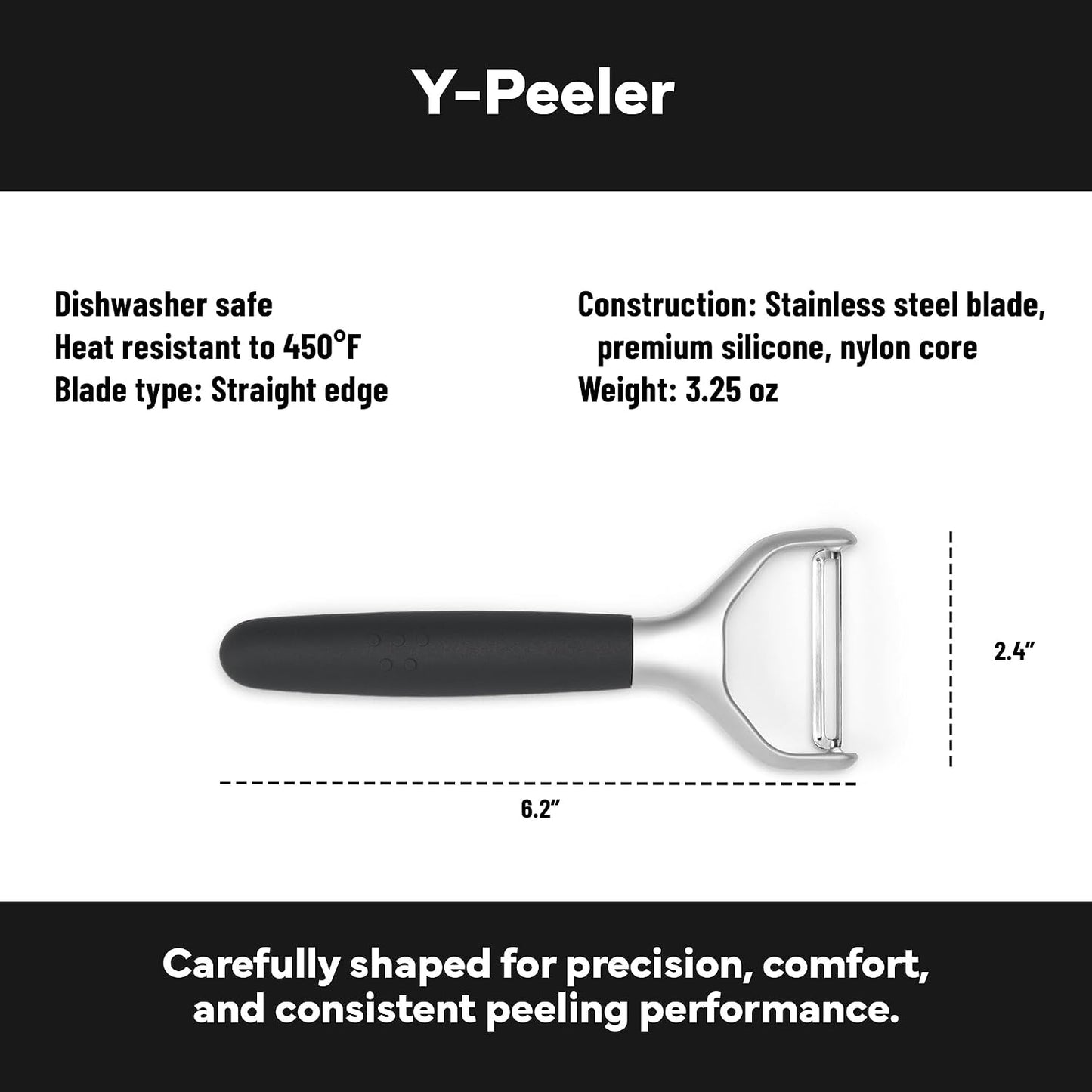 Misen Stainless Steel Vegetable Peeler - Dishwasher Safe Y Peeler - Easy to Use with Potatoes, Cabbage, Carrots, and More - Progessional Grade Kitchen Tool - Gray