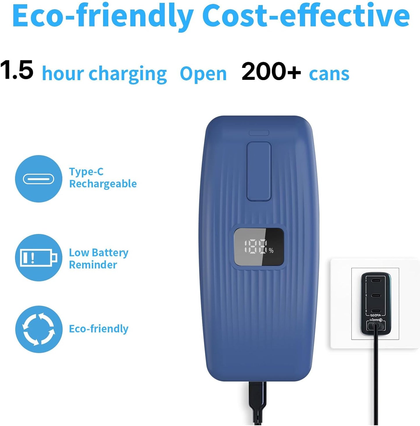 Electric Can Opener with LED Display, Can Opener Electric for Seniors | One-Touch USB Rechargeable Battery Automatic Can Opener for Kitchen or Arthritis, Hands-Free, Smooth Edge, Compact, Cordless