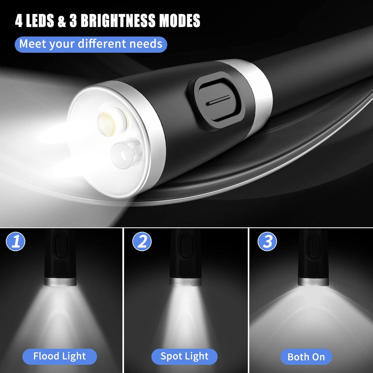 LEDGLE Neck Book Light for Reading Rechargeable,Long Arm,6 Brightness-Black