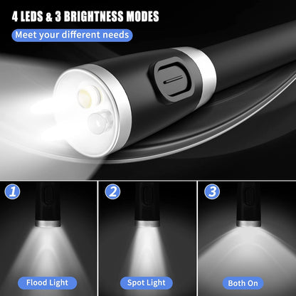 LEDGLE Neck Book Light for Reading Rechargeable,Long Arm,6 Brightness-Black