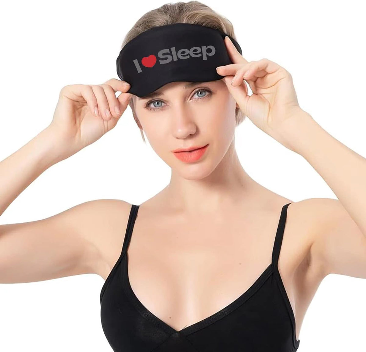 ALASKA BEAR Wraparound Style Organic Cotton Eye Mask with Padded Nose, Big Wide Headband and Large Coverage Ear Muff Sleeping Mask with Bottom Flap for Full Blackout, Dark Grey