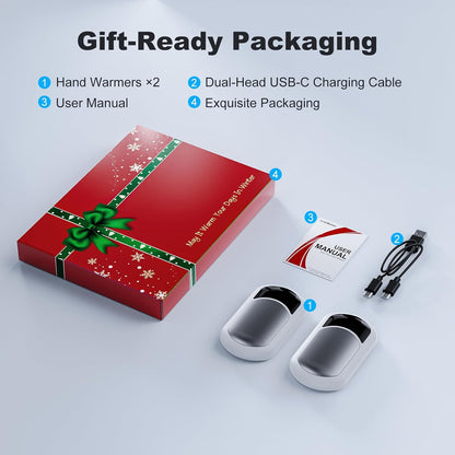 AI Hand Warmers Rechargeable 2 Pack, 6400mAh Portable Pocket Electric Hand Warmer, Fast Heating 3-Settings Reusable Handwarmers for Christmas, Gloves, Travel, Hunting Essentials Men Women