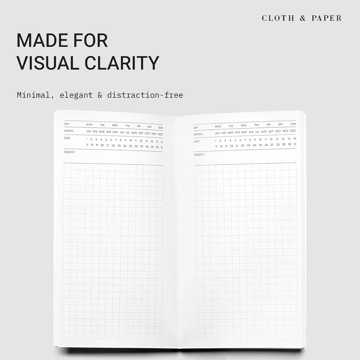 Cloth & Paper Travel Notebook | Daily Wellness Planner – Smoked Salt | Pocket Plus Wellness Planner 3.2" x 6" | Habit Tracker & Self Care Journal for Goals, Gratitude & Reflection – Soft Touch Cover