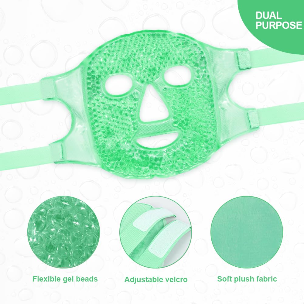 Cold Face Eye Masks Ice Face Mask Hot Cold Compress for Dark Circles, Puffiness, Migraines, Headache, Stress, Redness, Cooling Face Masks for Women Man, Skin Care