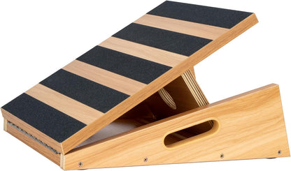 StrongTek Wooden Slant Board, Adjustable Incline, Side Handles, Non-Slip | Standard and XL Sizes, Full or Partial Non-Slip Surfaces, Side Carry Handle, Calf and Ankle Stretching, Squats and Rehab