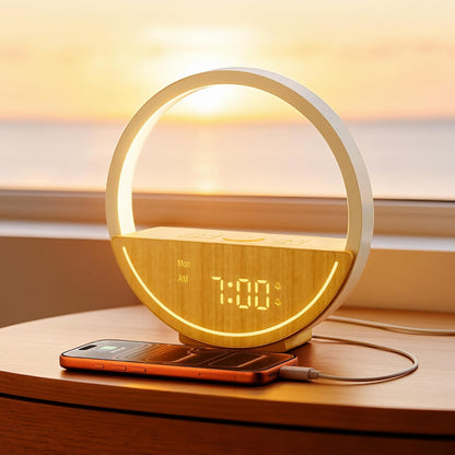 Vivilumens Alarm Clock with Sound Machine & Sunrise Lamp for Heavy Sleepers