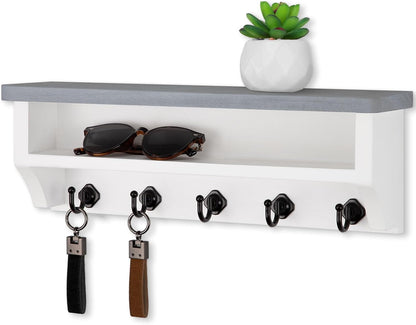 Nekon Key Holder Wall Mount, Wall Organizer Shelf with 5 Key Hooks | Wall Mounted Key Rack Room Decor for Home and Apartment Essentials