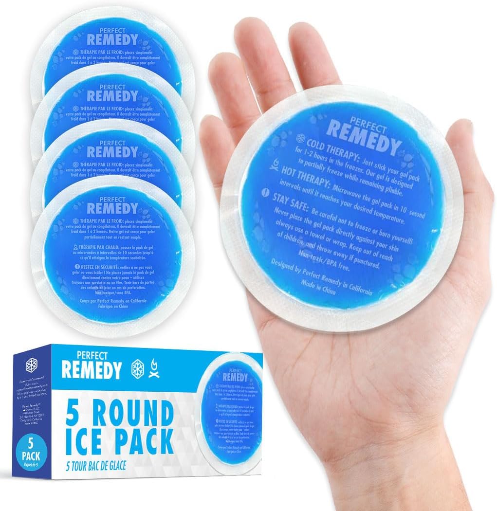 Perfect Remedy Gel Ice Packs for Injuries with Strap Cover, Flexible Hot Cold Compress, Soothing Soft Ice Packs for aid in Injuries Conditions, Alternative to Hot Water Bottles (Blue, Regular)