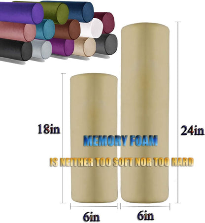 Tinbolunce Memory Foam Roll Pillow for Knee/Leg/Neck - Full Moon Bolster/Round Cylinder Pillow for Sleeping on Side or Back - Removable Cooling Cover Length 18" x 6" Diameter (Chocolate Brown)