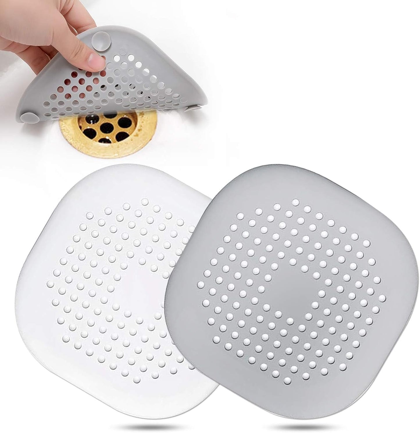 Bovinde Hair Drain Catcher,Square Cover for Shower 2 Pack (Black) | Drainer Cover Silicone Hair Stopper with Suction Cups,Protector Accessories,Easy to Install Suit for Bathroom,Bathtub,Sink