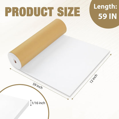LSGCQ Sponge Neoprene Foam Padding Self Adhesive Foam Sheets, White | Closed Cell Foam Sheet Neoprene Rubber Pad for DIY Gaskets Shock Pads Liner Crafts, 12" Wide x 1/8" Thick x 59" Long