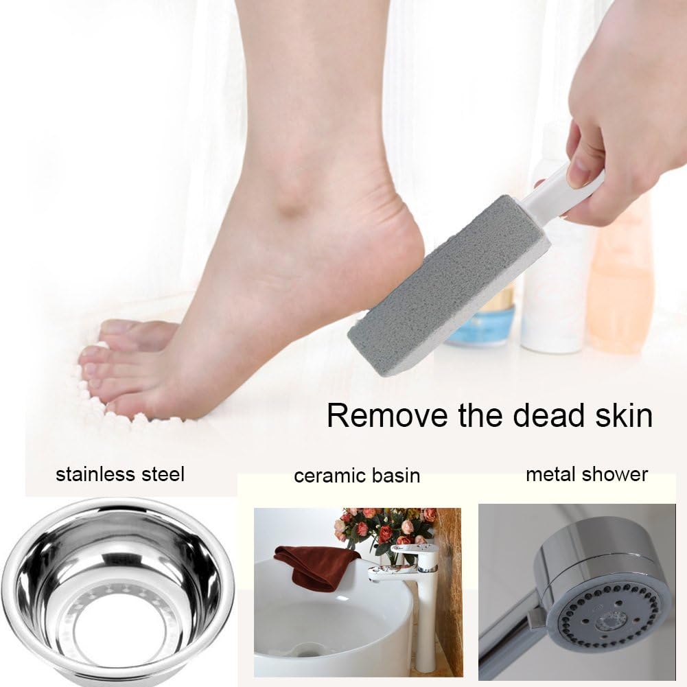Pumice Stone Toilet Brush for Cleaning Toilet Bowl with Handle, Pumice Stick Pumice Scouring Pad for Cleaning, 4 Pack