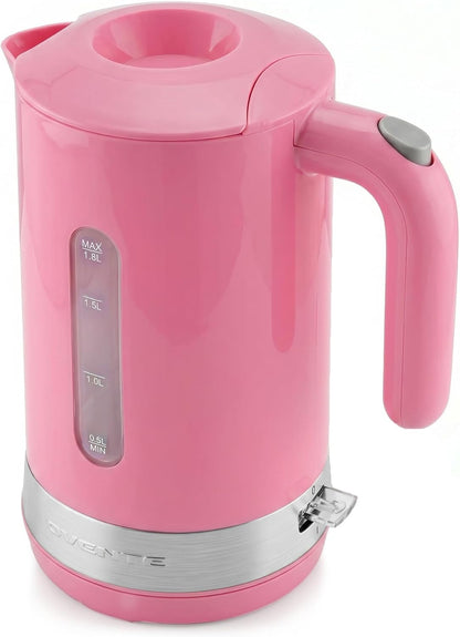 OVENTE 1.8L Electric Kettle with 1500W Fast Boiling Heater, Black KP413B | Best For Coffee or Tea, BPA-Free, Easy-Fill Lid, Water Level Window, Auto Shut-Off & Boil-Dry Protection, Removable Filter