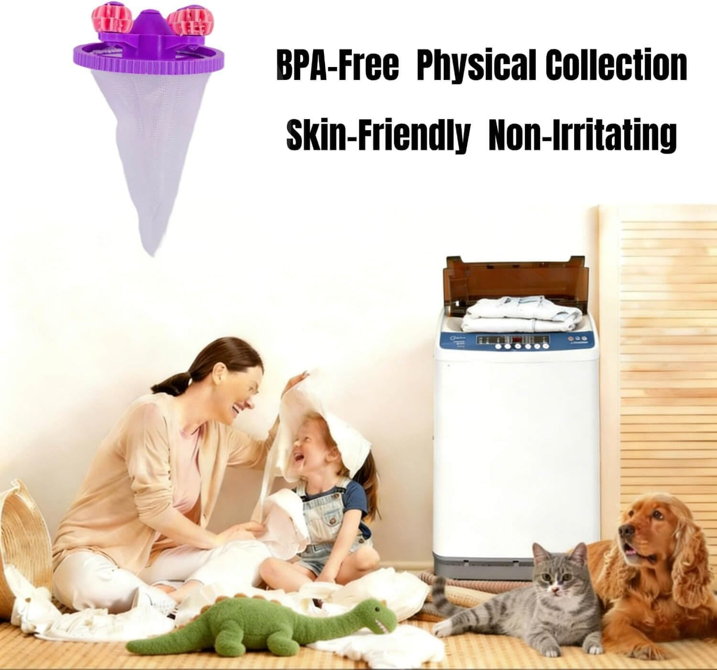 Pet Hair Remover for Laundry - 4-Pack Pet Hair Removal Tool, Lint Catcher for Washing Machine, 2025 Upgraded Laundry Hair Catcher