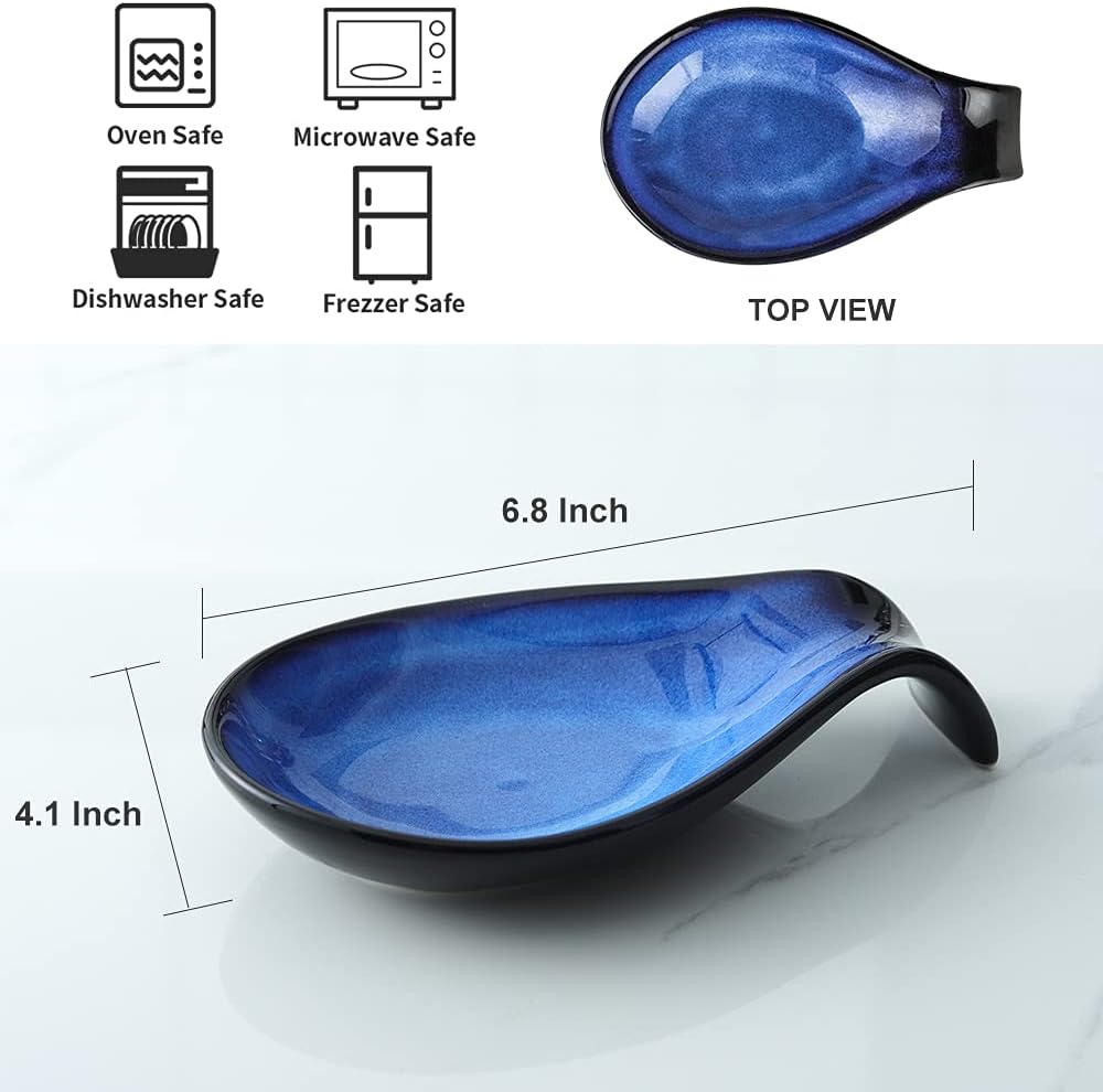 Nihow Ceramic Pot Lid Holder While Cooking for Kitchen Counter/Stove Top | Blue,Stable, Dishwasher Safe, Keep Counter Top Tidy and Clean,Water Proof,Saving Space,Heat Resistant