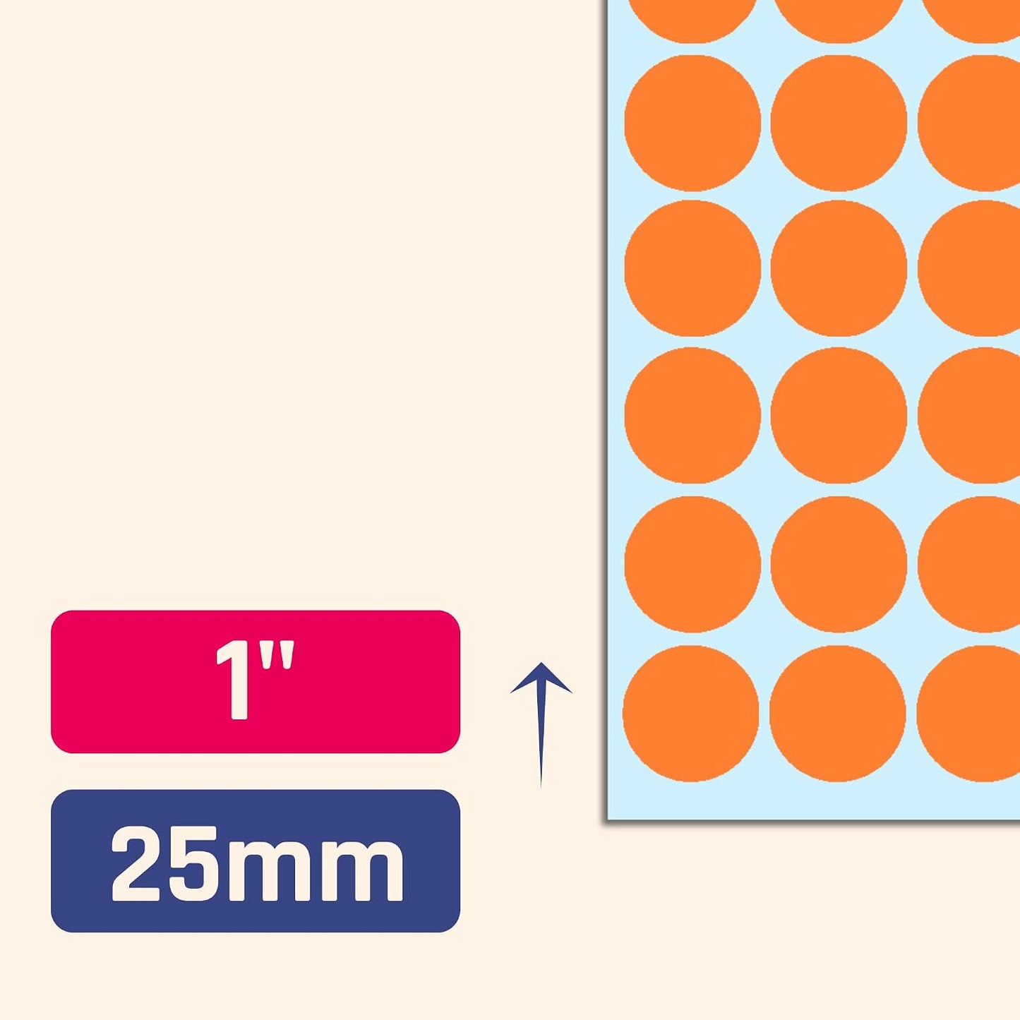 600 Pack, 1" Round Colored Dot Stickers Labels - 6 Colors