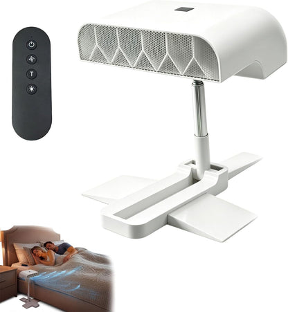 Rechargeable Cooling Bed Fan Under Sheets,Under Sheet Bed Cooling Fan for Hot Sleepers & Night Sweats,Fits all Mattress Heights,Adjustable Beds Coolings System with 5 Speeds and Remote (White)