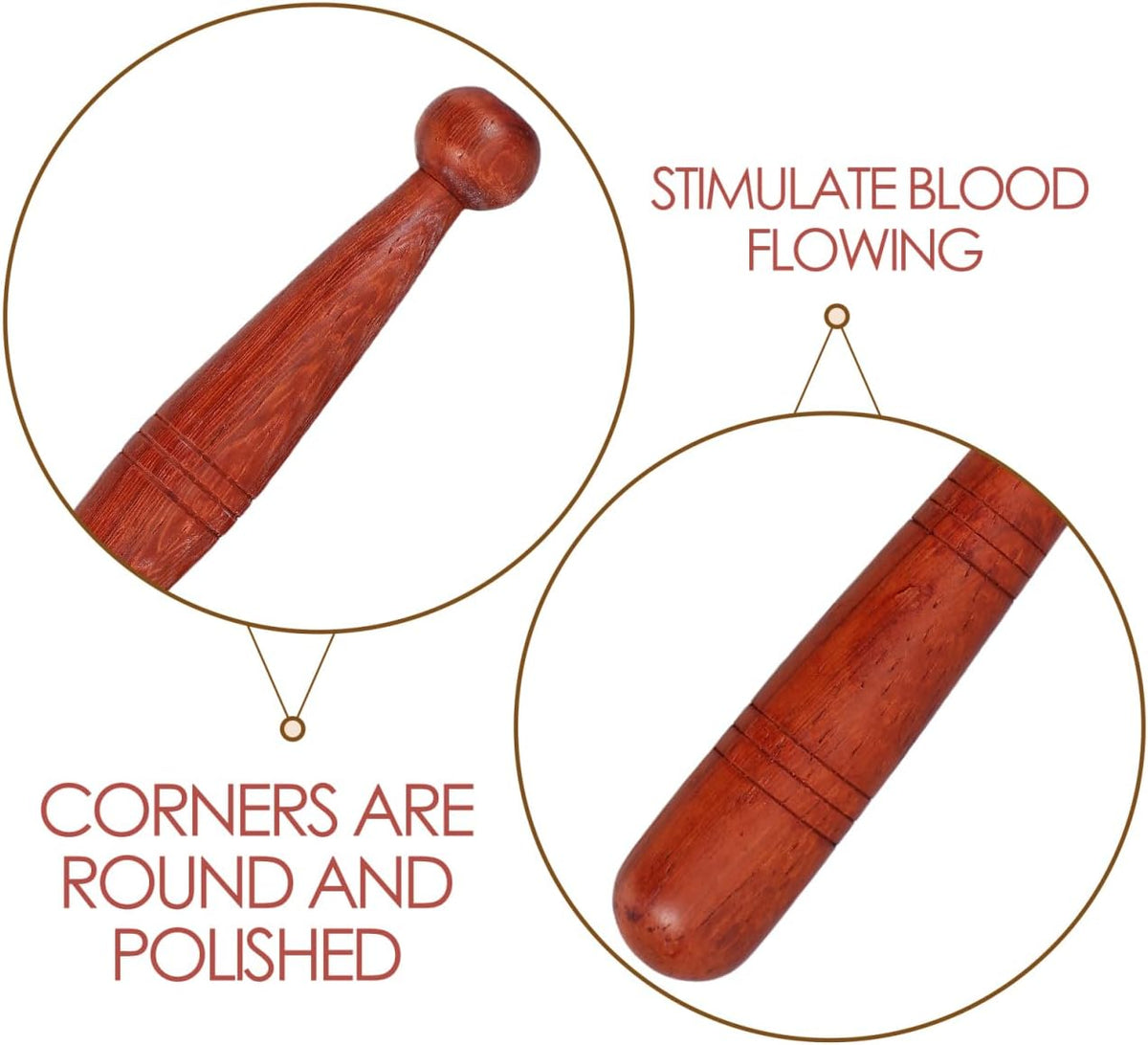 LALAFINA 4pcs Wood Foot Massage Stick Travel Manual Acupressure Pen Thai Reflexology Tools for Face Neck Back Waist Massager Trigger Points