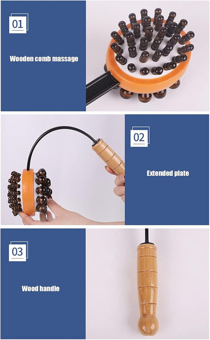 Dioche Handheld Massage Hammer for Back & Body Relaxation, Dual-Sided Manual Massager with Wooden Handle for Neck, Shoulder, Leg & Head Muscle Relief