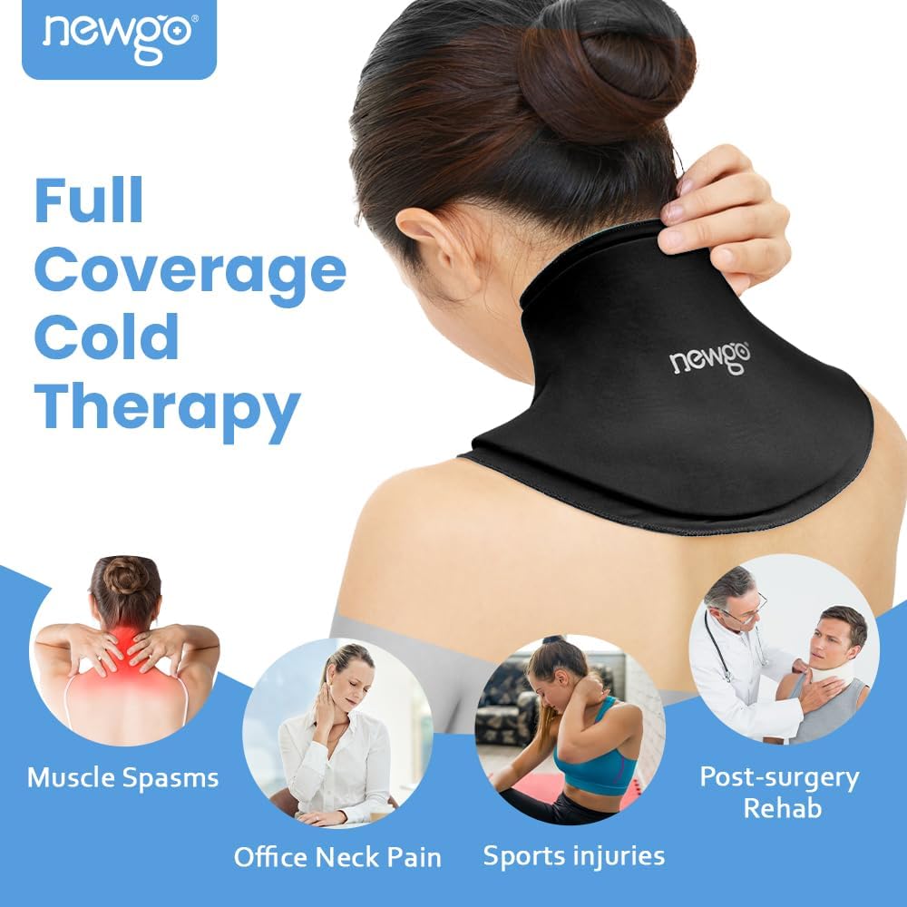 NEWGO Neck Ice Pack Wrap Gel, Ice Packs for Neck Reusable, Hot and Cold Compress, Relief of Pain, Swelling, Office Pressure and Surgery Recovery