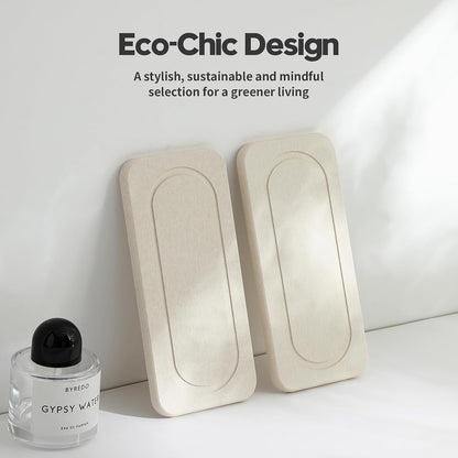 3 Pack Water Absorbent Diatomite Coasters, Stone Drying Mat for Kitchen Counter, Bathroom Sink Organizer Tray, Compact Vanity Rack, Soap Holder Caddy, Faucet Splash Guard, White 8"x3.8"