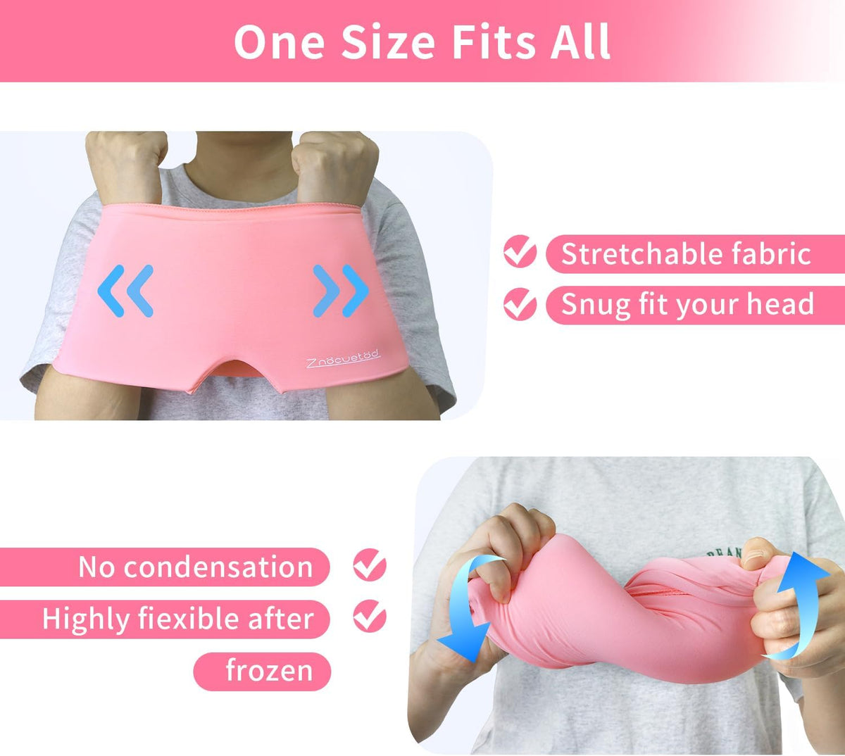 ZNÖCUETÖD Migraine Headache Relief Cap Hat Full Head ice Pack Wrap Cold Cap