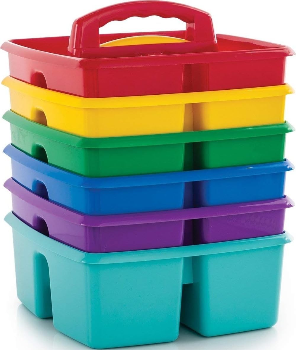 Storex 2-Compartment Large Cleaning Caddy – Multipurpose Supply Organizer with Handle - Black, 1-Pack (00973A06C)