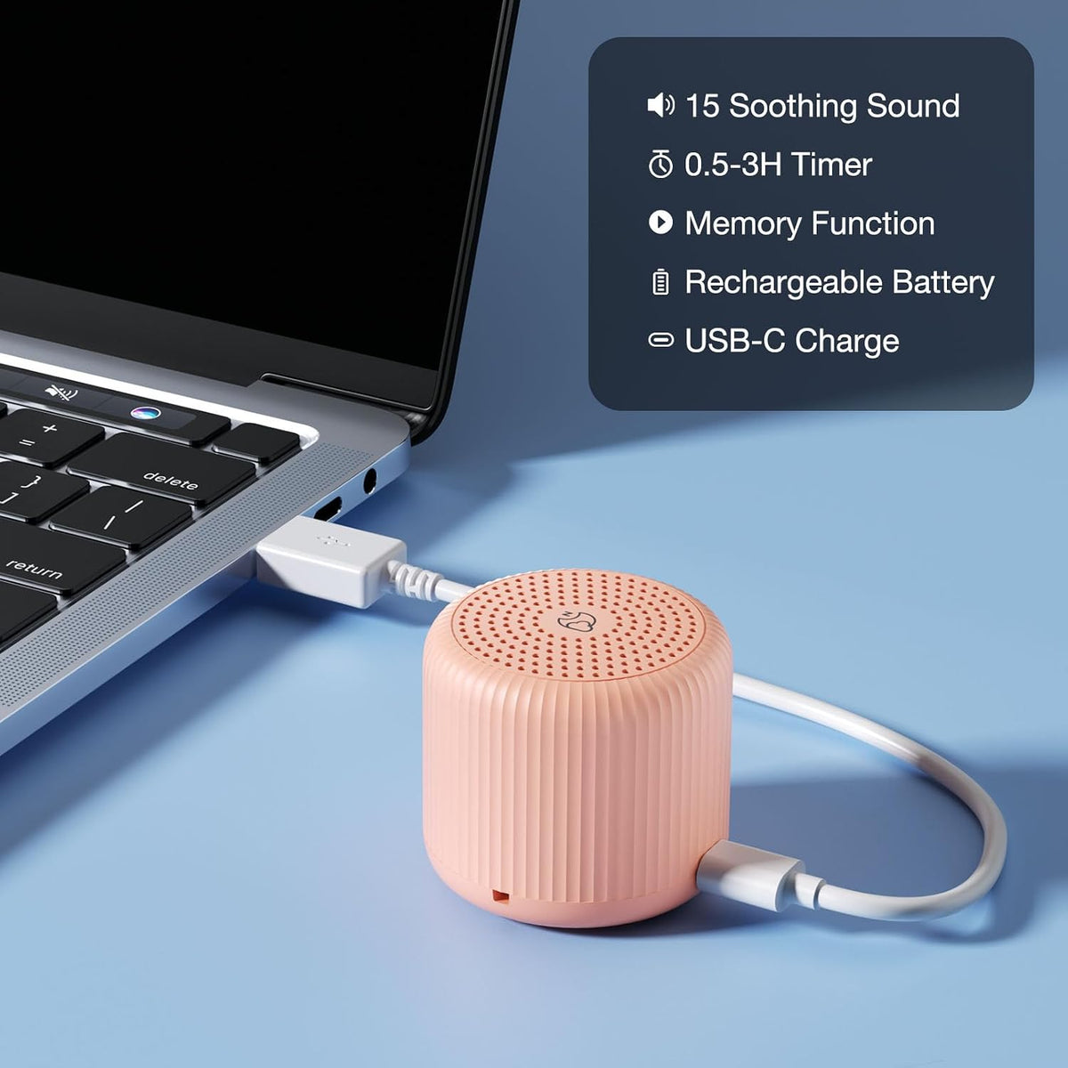 Portable Sound Machine for Baby Adults,LEICEX Travel Sound Machine,15 Non-Looping Sound Timer and Memory Play, Mini White Noise Machine for Sleeping Office Privacy Travel Gift