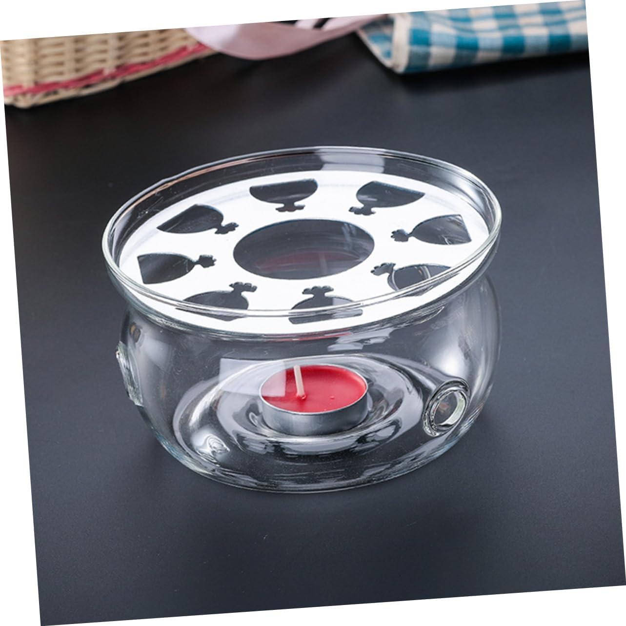 ABOOFAN High Borosilicate Glass Teapot Warmer with Candle Holder Elegant Heating Base for Tea House Restaurants and Home Use Tea Accessory