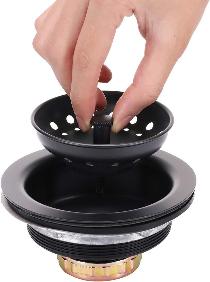 3-1/2 Inch Kitchen Sink Drain Assembly with Strainer Basket/Drain Stopper, All Stainless Steel Sink Drain Kit Durable and Rustproof