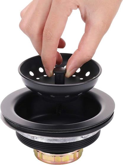 3-1/2 Inch Kitchen Sink Drain Assembly with Strainer Basket/Drain Stopper, All Stainless Steel Sink Drain Kit Durable and Rustproof