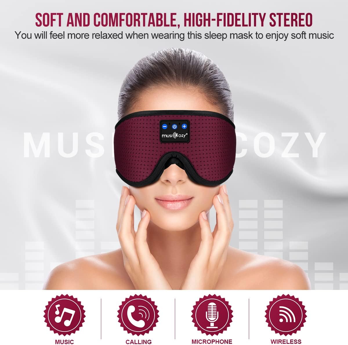 MUSICOZY Sleep Headphones Bluetooth 5.4 Sleep Mask with HD Sound