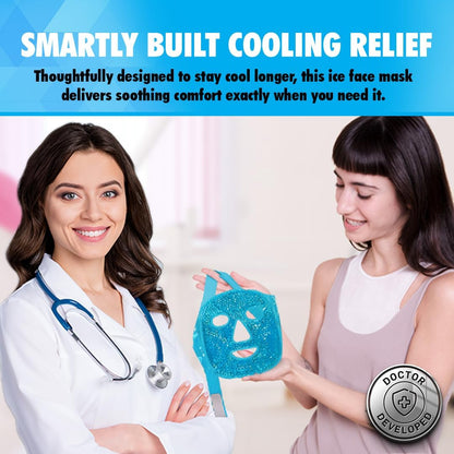 Perfect Remedy Face Ice Pack, Reusable Hot & Cold Ice Face Mask, Gel Compress for Helping with Puffy Eyes and aiding in Conditions of Swelling, Facial Spa Cooling Mask for Women and Men (Blue)