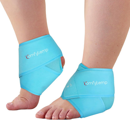 Comfytemp Ankle Ice Pack Wrap for Plantar Fasciitis, Swelling, Foot Pain Relief, FSA Eligible HSA, Gel Packs for Injuries Reusable, Hot Cold Compress for Achilles Tendonitis, Sprained Ankles, 2 Packs