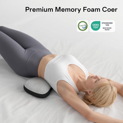 Lumbar Support Pillow for Bed, Lower Back Pillow for Sleeping, Memory Foam Waist Pain Relief Pillows, Lumbar Pillow for Sleeping, Bed, Car, Couch (Grey Black)