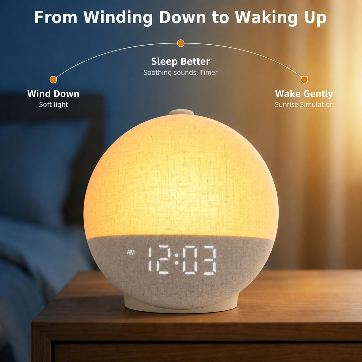 Sunrise Alarm Clock with Sound Machine, Natural Wake Up Light with Night Light, 30 Sleep Sounds, White Noise Machine Alarm Clocks for Bedrooms, Heavy Sleepers