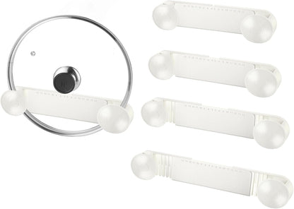 YONGAIJIA 4 Pack Pot Lid Organizer for Cabinet Door, Fits 6-14in Lids Black | Wall-Mount Pan Lid Holder for Inside Cabinet, Adjustable Rack for Pots and Pans, No-Drill Adhesive Kitchen Lid Storage