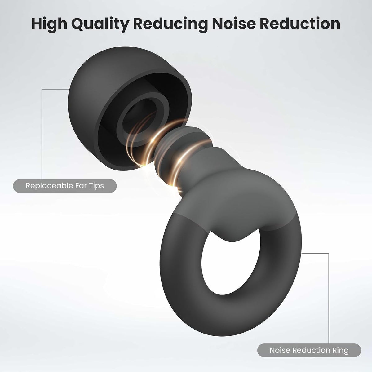 JUSTRVN Ear Plugs for Sleeping, 2 Pairs of Reusable Earplugs for Noise Reduction 25dB-30dB with 8 Ear Tips, Soft Hearing Protection Ear Plugs for Concert,Noise Sensitivity, Study & Work, Black