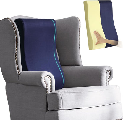 2-in-1 Neck Pillow Lumbar Support Pillow for Recliner Couch& Glider Chair - High Resilient Foam Ergonomic Back Support for High-Back Rocking Chairs, Glider Rocker Replacement Cushions Navy S