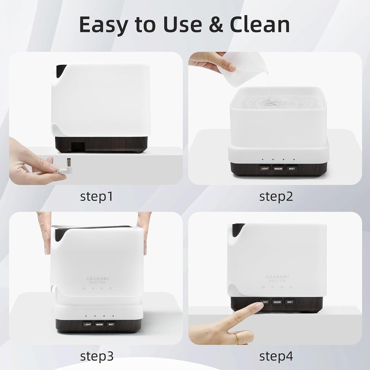 ASAKUKI Essential Oil Diffuser Smart WiFi Humidifier 700 ml | Easy Connect with Alexa and Google Home, Phone App & Voice Control, Customized Schedule Timers and LED Light