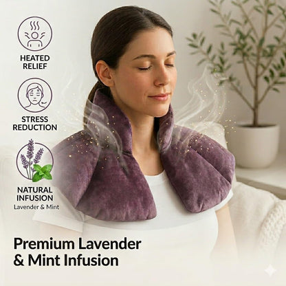 Kozi Neck Heating Pad | Microwaveable Weighted Shoulder Heating Pad | Neck and Shoulder Heating Pad with Clay Beads & Aromatherapy (Amethyst)